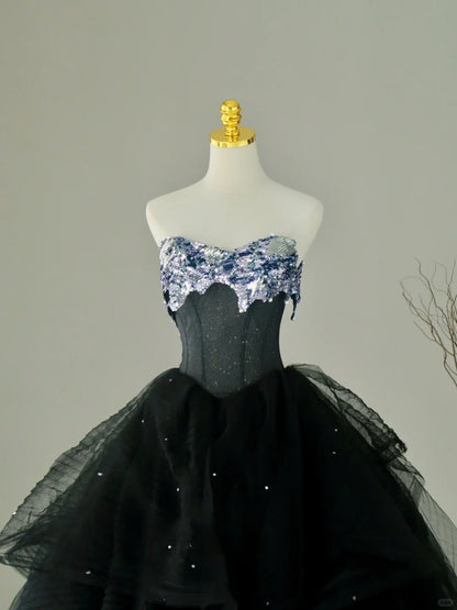 Bezauberndes Ballkleid mit Herzausschnitt, langes Tüllkleid mit Pailletten, AU061