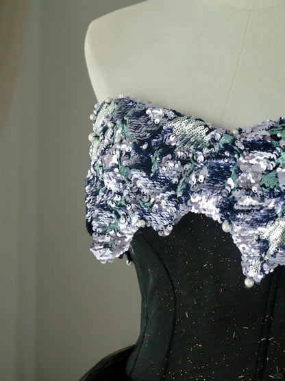 Bezauberndes Ballkleid mit Herzausschnitt, langes Tüllkleid mit Pailletten, AU061