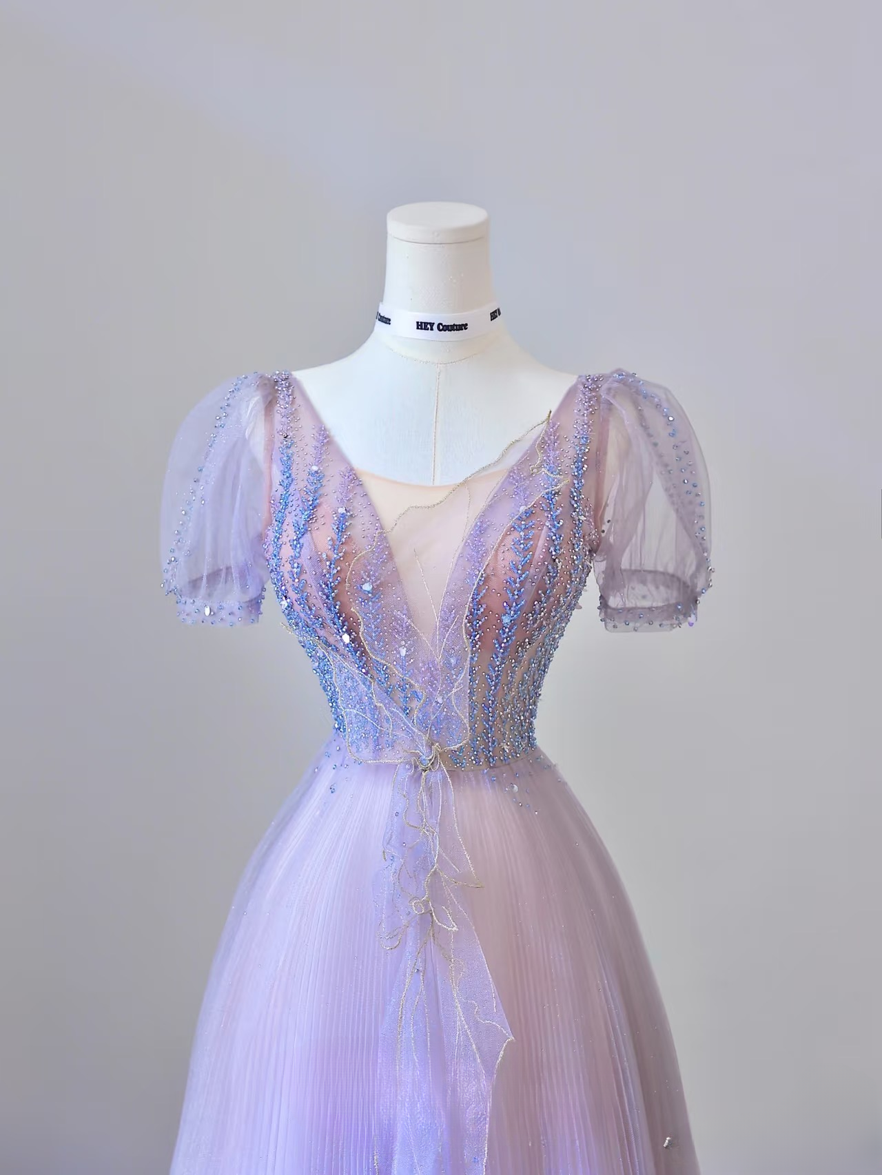 Classy A Line V Neck Tulle Lilac Long Prom Dresses Inspiration Trending Prom Gowns Formal Prom Dress AU063