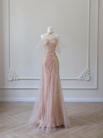 Beautiful Mermaid Sweetheart Sequin Pink Prom Dresses Inspiration Prom Dress Princess Graduation Dress AU066