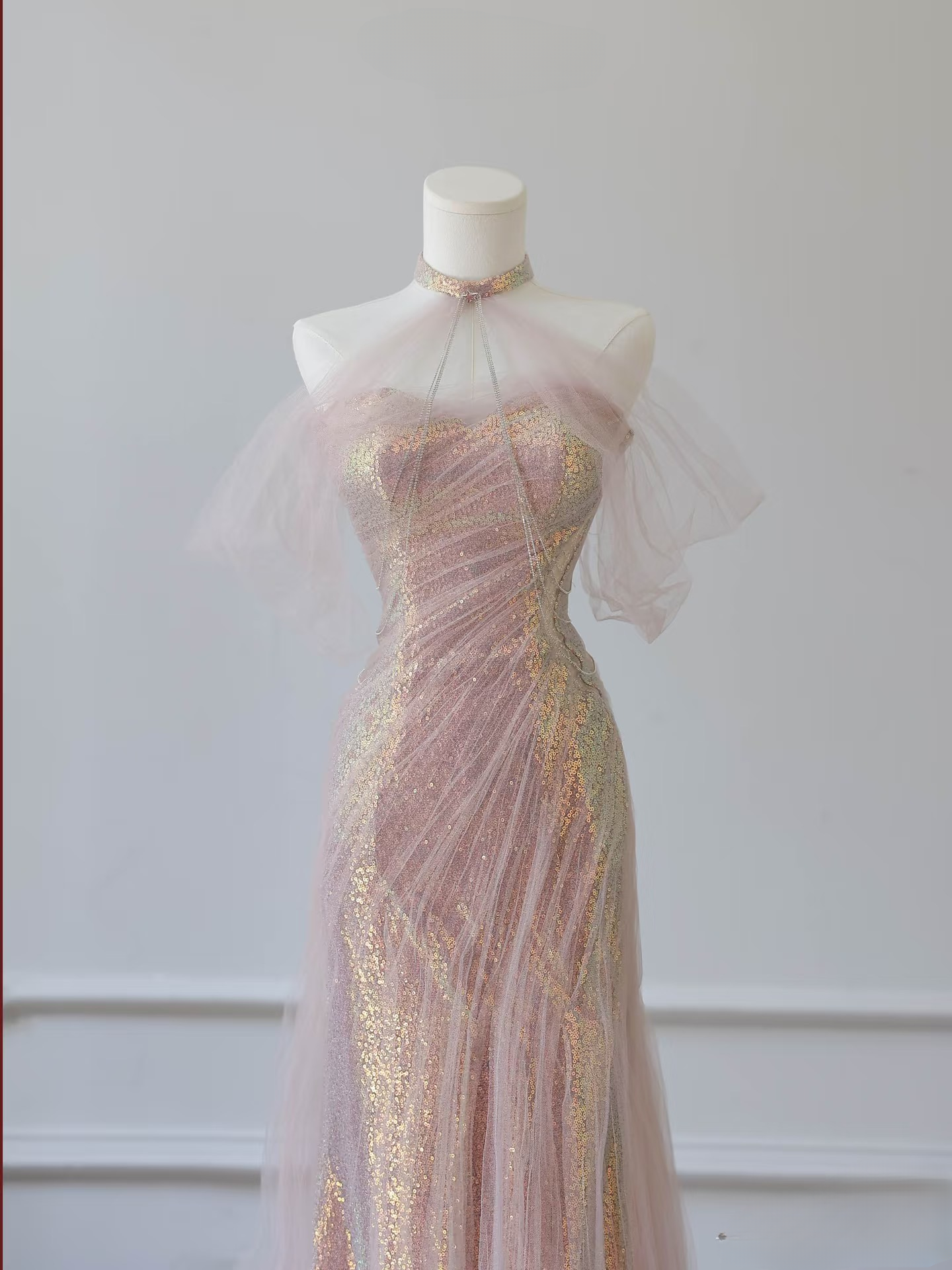 Beautiful Mermaid Sweetheart Sequin Pink Prom Dresses Inspiration Prom Dress Princess Graduation Dress AU066