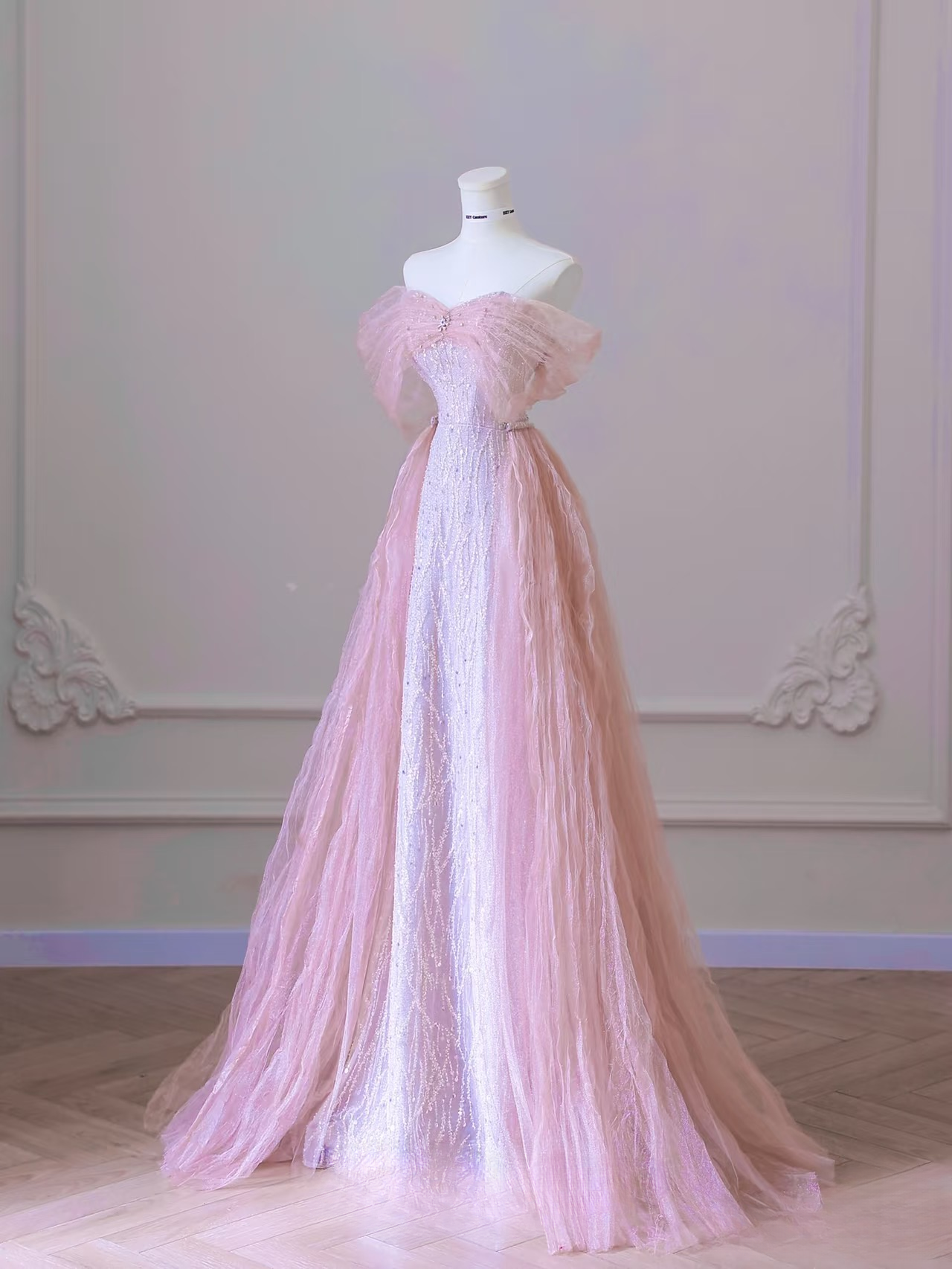 Beautiful A line Off The Shoulder Sequin Pink Prom Dresses Inspiration Prom Dress Princess Graduation Dress AU070