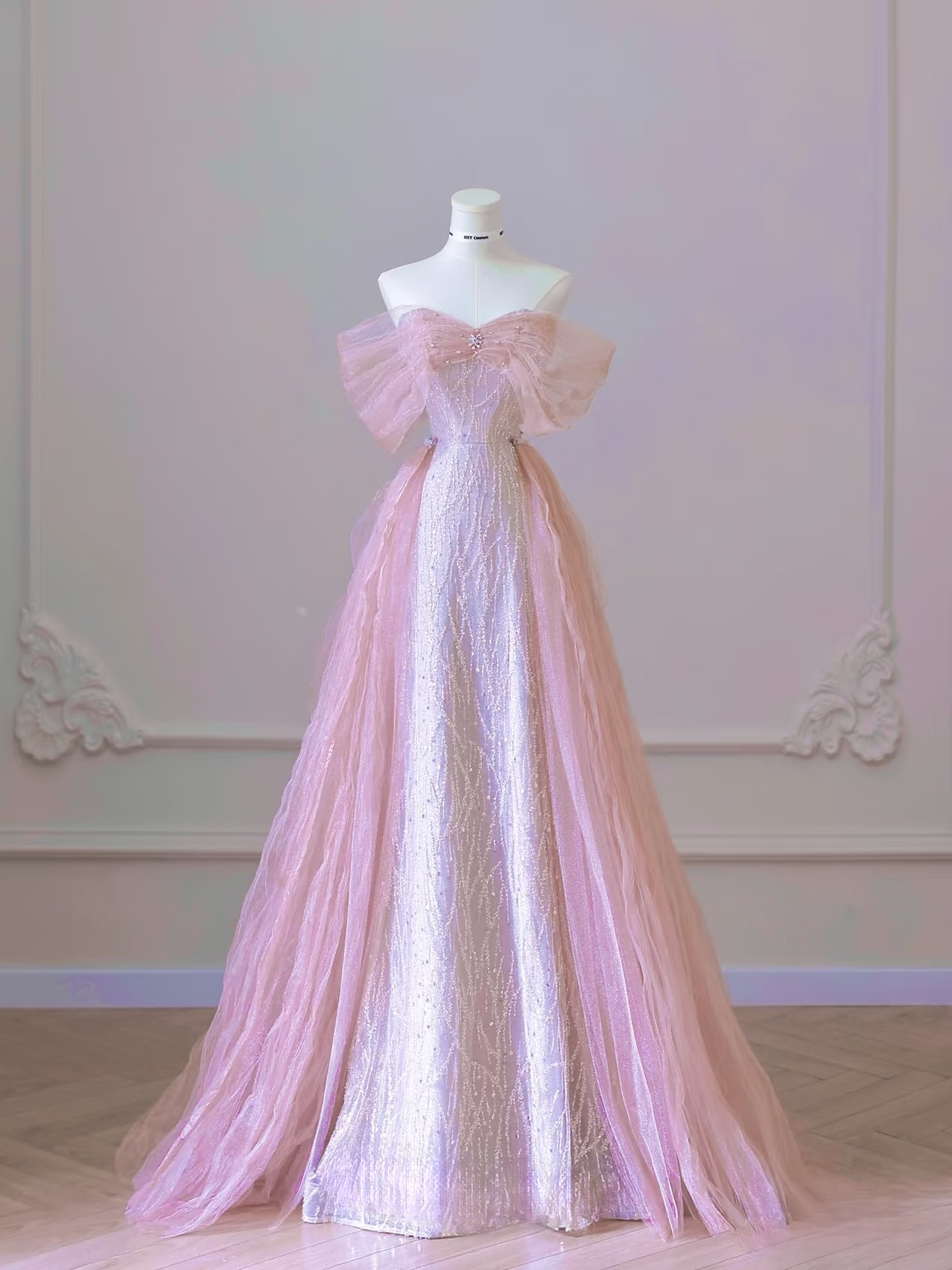 Beautiful A line Off The Shoulder Sequin Pink Prom Dresses Inspiration Prom Dress Princess Graduation Dress AU070