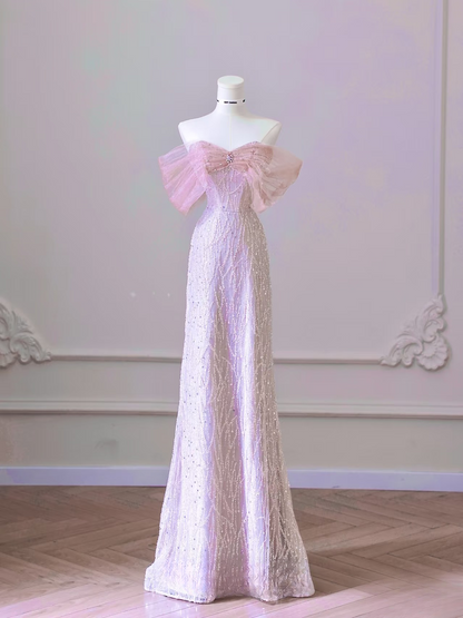 Beautiful A line Off The Shoulder Sequin Pink Prom Dresses Inspiration Prom Dress Princess Graduation Dress AU070