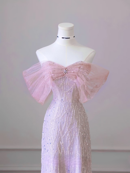 Beautiful A line Off The Shoulder Sequin Pink Prom Dresses Inspiration Prom Dress Princess Graduation Dress AU070