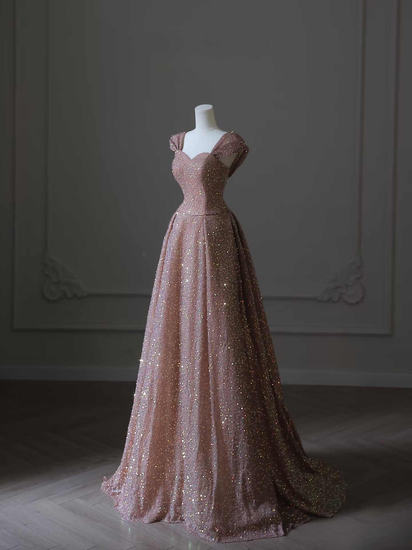 Elegant A Line Sweetheart Sequin Sleeveless Long Floor Length Prom Dress Inspiration Prom Dresses AU076