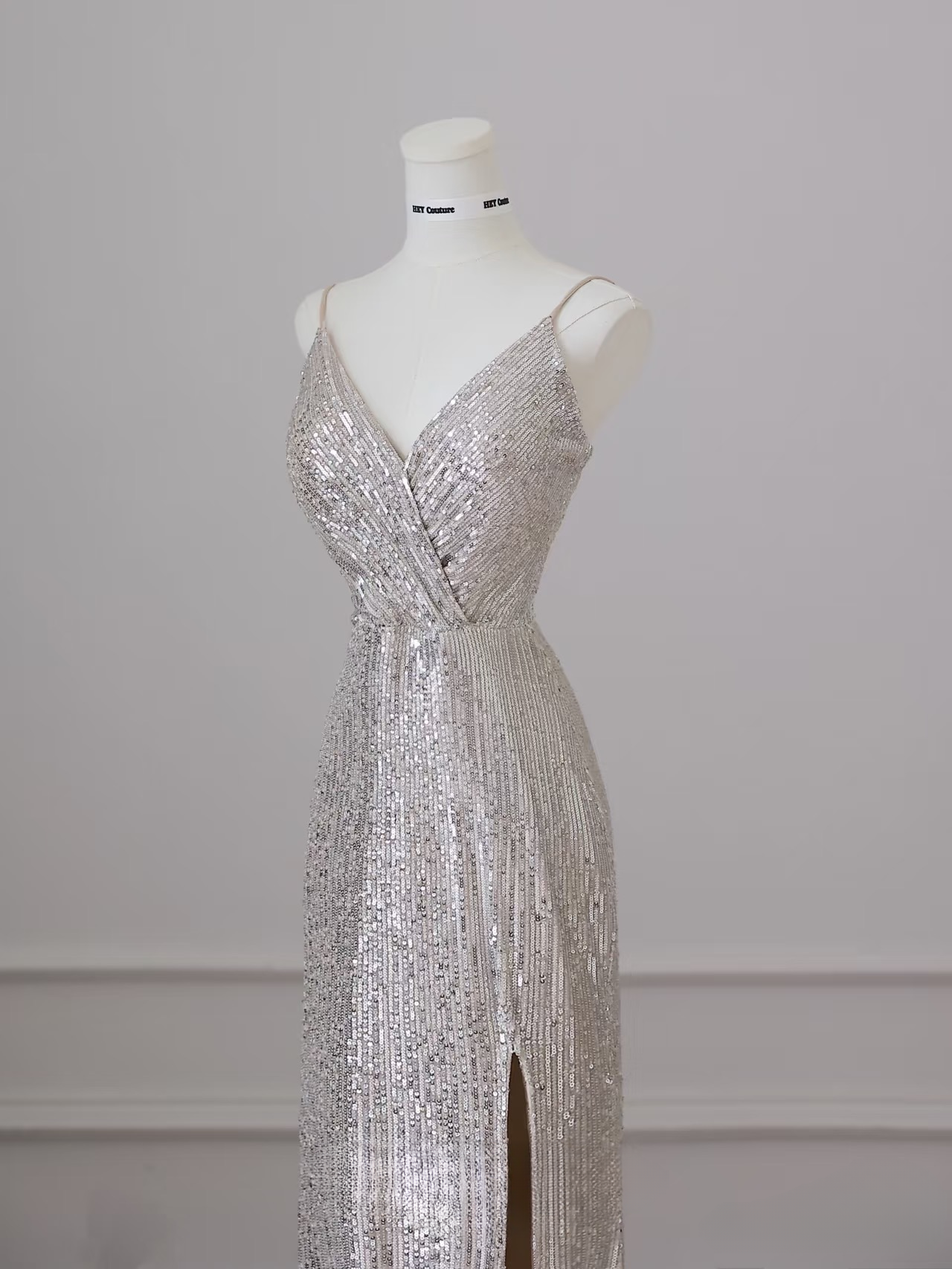 Classy Mermaid Spaghetti Straps Sequin Slit Long Prom Dresses Inspiration Trending Prom Gowns Prom Dress AU078
