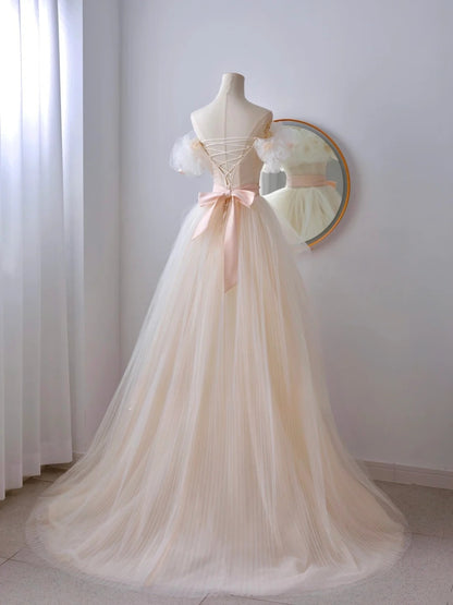 Edles Ballkleid aus schulterfreiem Tüll-Ballkleid, langes Partykleid, Abend-Outfits, Abschlusskleid AU078