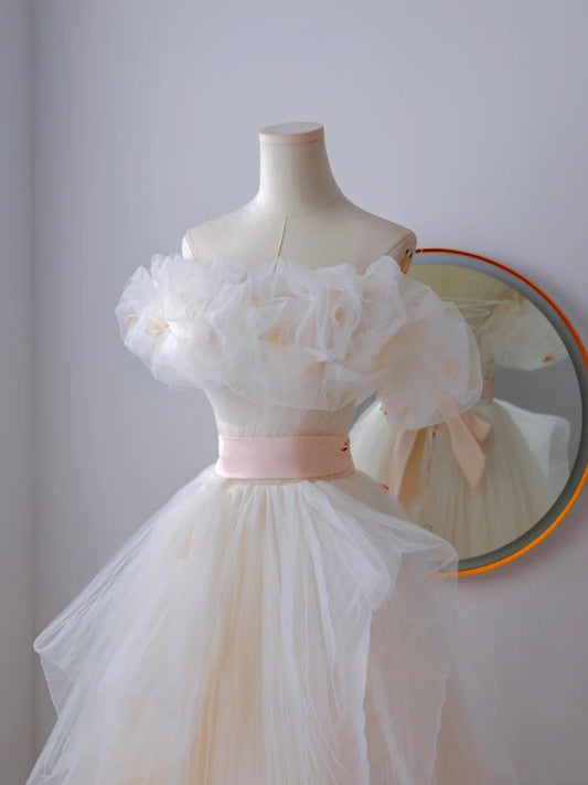Edles Ballkleid aus schulterfreiem Tüll-Ballkleid, langes Partykleid, Abend-Outfits, Abschlusskleid AU078