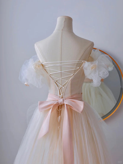 Edles Ballkleid aus schulterfreiem Tüll-Ballkleid, langes Partykleid, Abend-Outfits, Abschlusskleid AU078