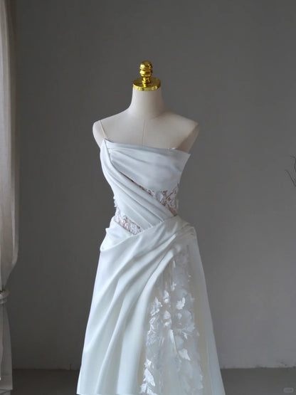 Sexy Mermaid One Shoulder Tulle White Lace With Ruffled Groom Bride Gown Bridal Dress Modest Wedding Dresses RB7696