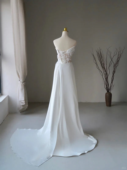 Sexy Mermaid One Shoulder Tulle White Lace With Ruffled Groom Bride Gown Bridal Dress Modest Wedding Dresses RB7696