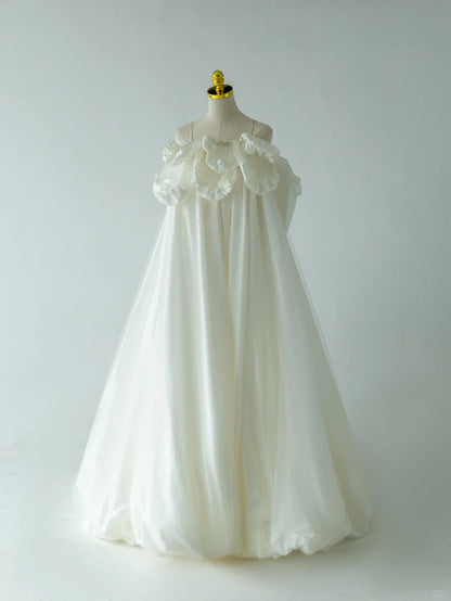 Classic Ball Gown Straps Cream Ivory Satin With Bow Long Groom Bride Gown Bridal Dress Modest Wedding Dresses RB7702