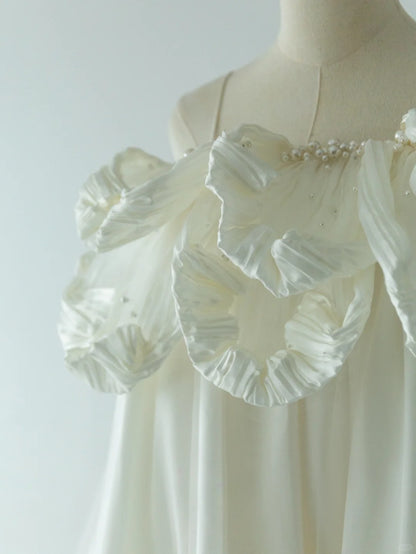 Classic Ball Gown Straps Cream Ivory Satin With Bow Long Groom Bride Gown Bridal Dress Modest Wedding Dresses RB7702