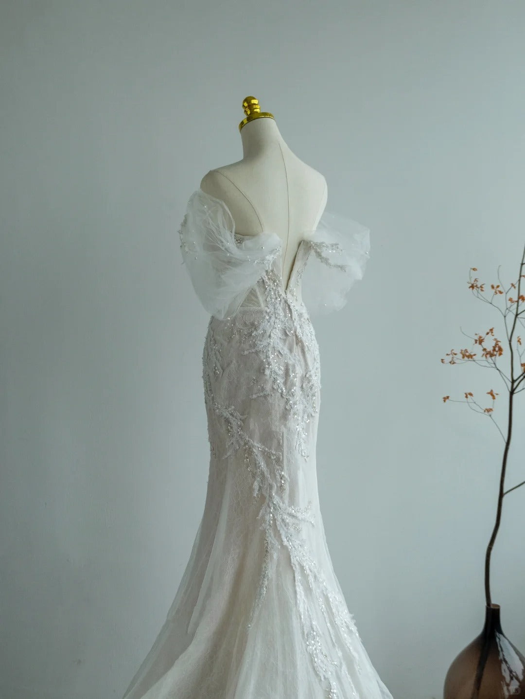 Beautiful Mermaid Off The Shoulder White With Lace Appliqued Groom Bride Gown Bridal Dress Modest Wedding Dresses RB7704