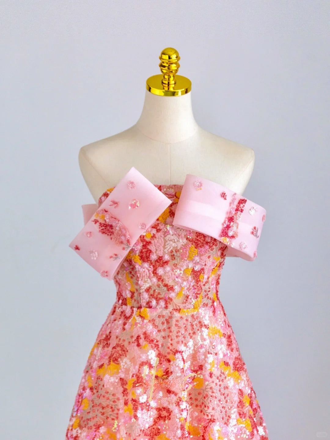 Glitter A line Strapless Pink Sequined Prom Dresses Long Evening Party Formal Outfits RB6589
