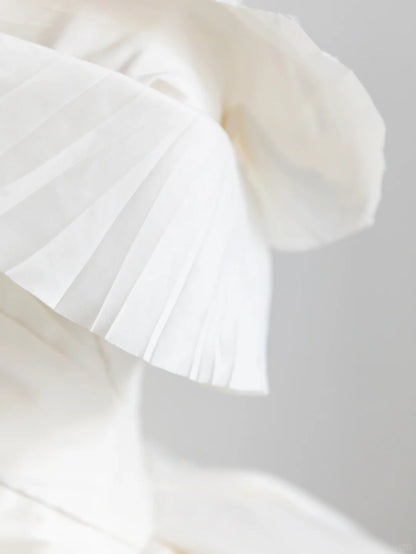 Classic Ball Gown Sweetheart White Satin With Ruffled Long Groom Bride Gown Bridal Dress Modest Wedding Dresses RB7706