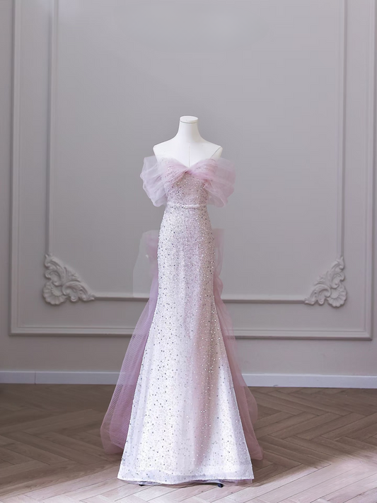 Stunning Mermaid Off The Shoulder Pink Sequin Prom Dresses 2026 Inspiration Prom Dress Princess Graduation Dress AU116