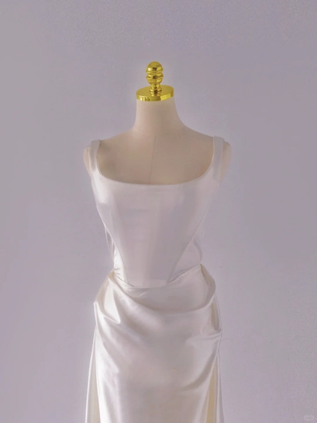Modest Mermaid Square Neck White Satin Groom Long Bride Gown Bridal Dress Modest Wedding Dresses RB7709