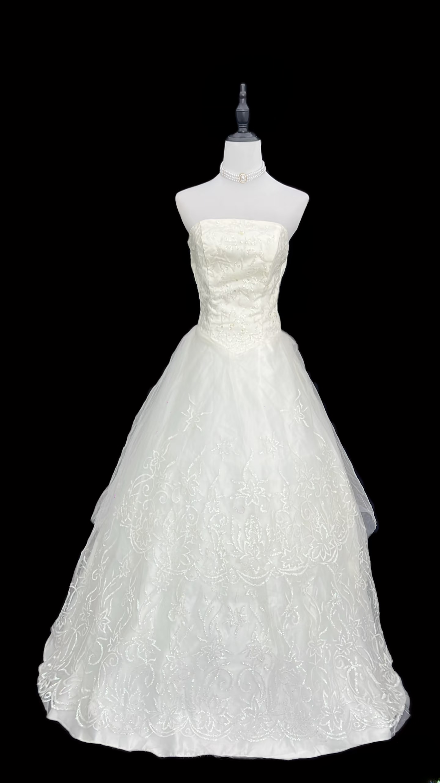 Retro Ball Gown Strapless Lace 90s White Long Wedding Dress Bride Gowns Wedding Dresses AU121