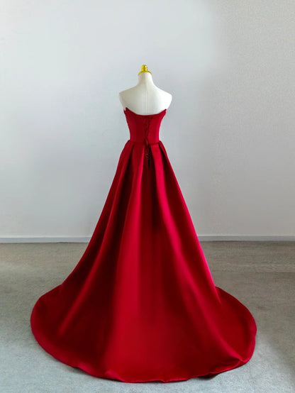 Elegant Mermaid Strapless Red With Ruffled Sequin Long Birthday Outfits Semi Formal Gown Wedding Guest Dresses RB6593