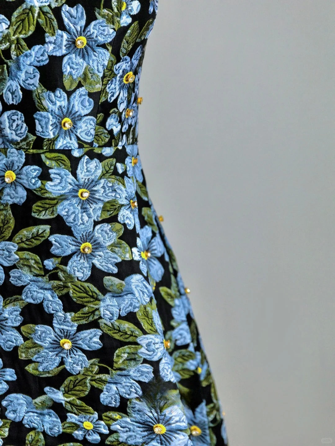 Modest A Line Sweetheart Blue Floral Long Prom Dress Formal Outfits Evening Night Dresses RB7711