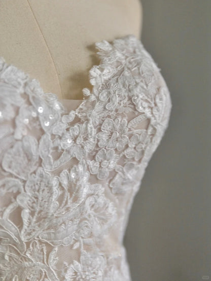 Modest Mermaid Sweetheart Lace White Groom Long Bride Gown Bridal Dress Modest Wedding Dresses RB7713