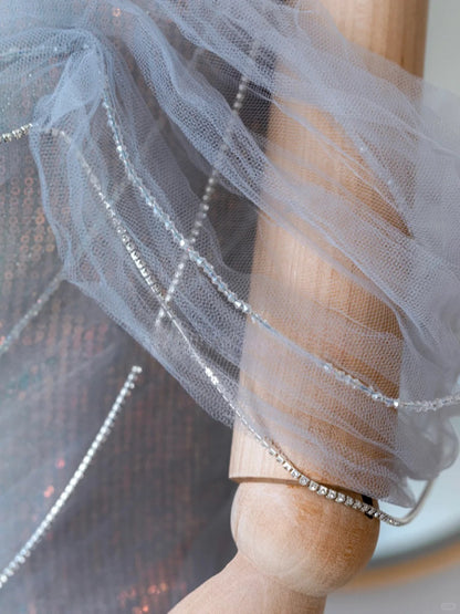 Sexy Meerjungfrauen-Abendkleid in Flieder mit schulterfreiem Ausschnitt, kurzen Ärmeln und Perlenbesatz, langes formelles Partykleid, Ballkleid AU134