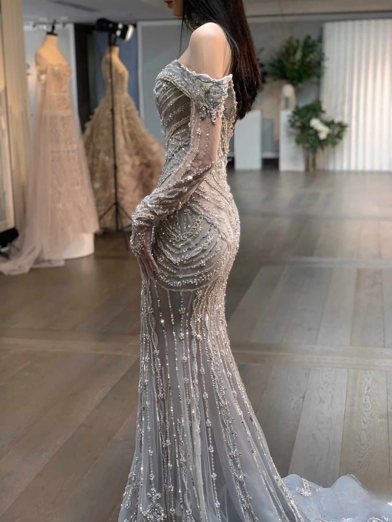 Stunning Mermaid Off The Shoulder Silver Sequin Prom Dresses 2026 Inspiration Prom Dress Princess Graduation Dress AU143