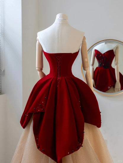 Robe de bal modeste en tulle à décolleté cœur, robe de soirée longue pour fête d'anniversaire de 16 ans, AU147