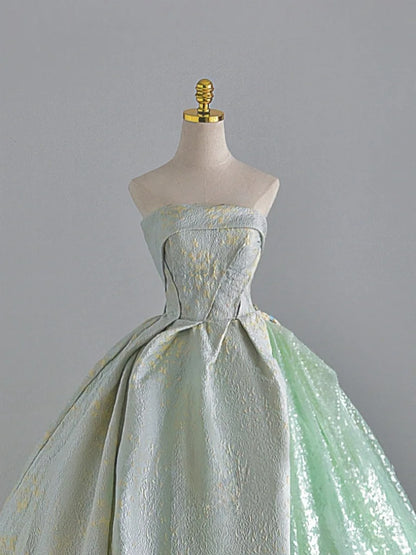 Modest Ball Gown Strapless Green Sequin Prom Dresses Sweet 16 Dress Long Evening Party Formal Outfits RB6597