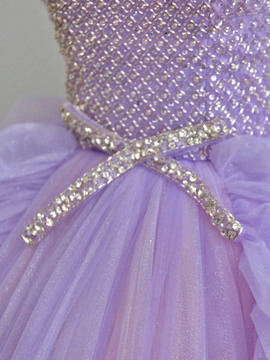 Charming Ball Gowns Strapless Lilac Sleeveless Tulle Poofy Long With Ruffled Quince Dress Sweet 16 inspo Quinceanera Dresses RB7717
