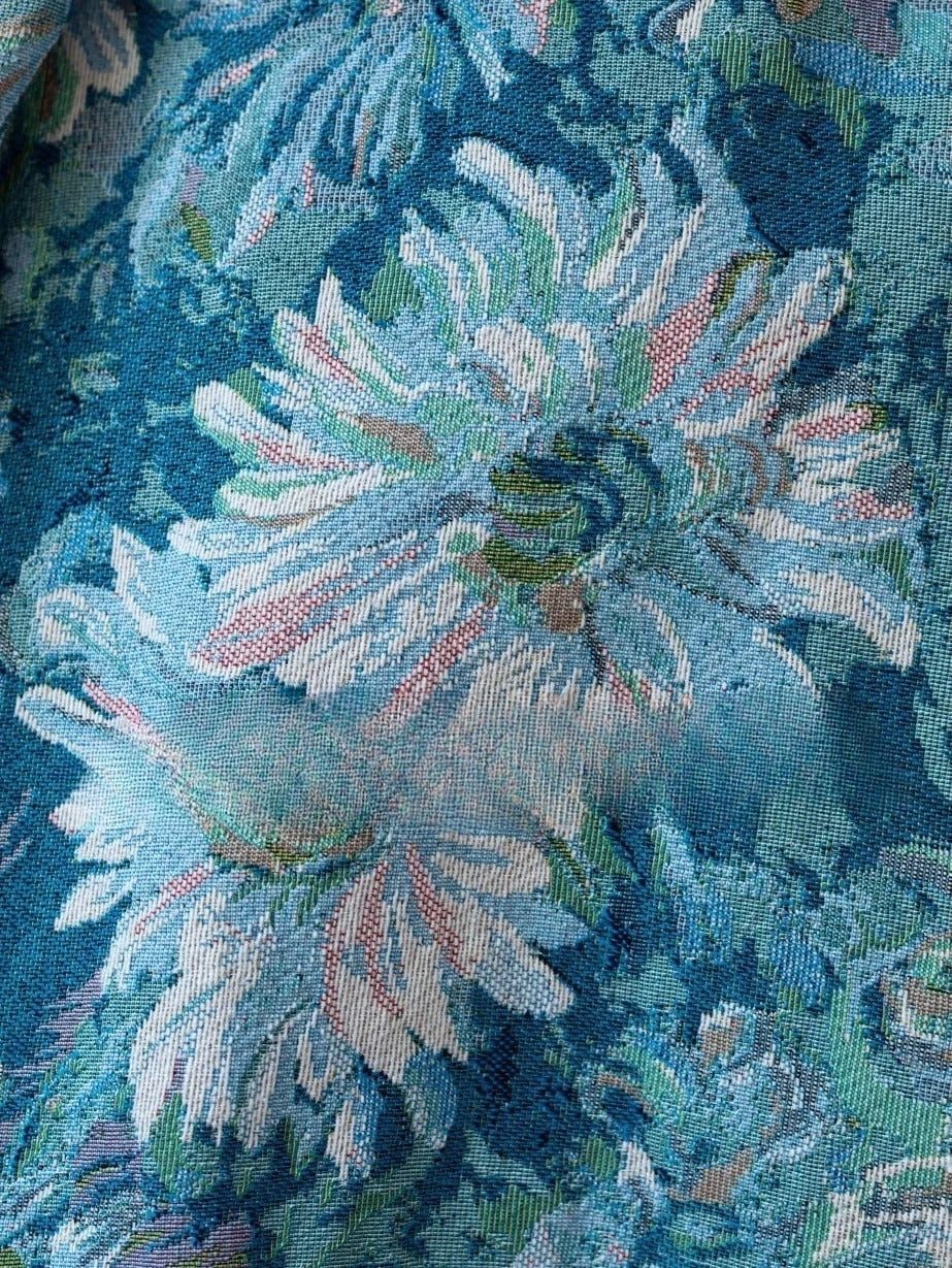 Elegantes, trägerloses Ballkleid aus blauem Satin mit Blumenmuster, langes Kleid für den 16. Geburtstag, Abendkleid AU161