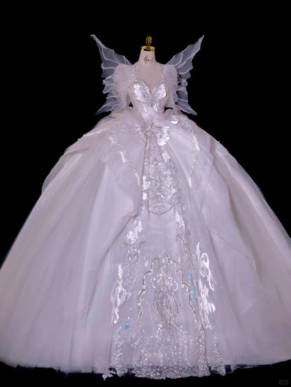 Fairy-tale Ball Gown Sweetheart With Sleeves Tulle Brides Gown Bridal Dress Wedding Dresses Style RB6615
