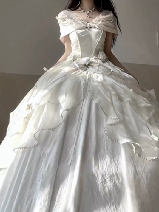 Modest Quinceanera Kleider Ballkleid Weg Von Der Schulter Weiß Geburtstag Kleider Vestidos De 15 Anos Formale Partei Lange Süße 16 Kleid AU167