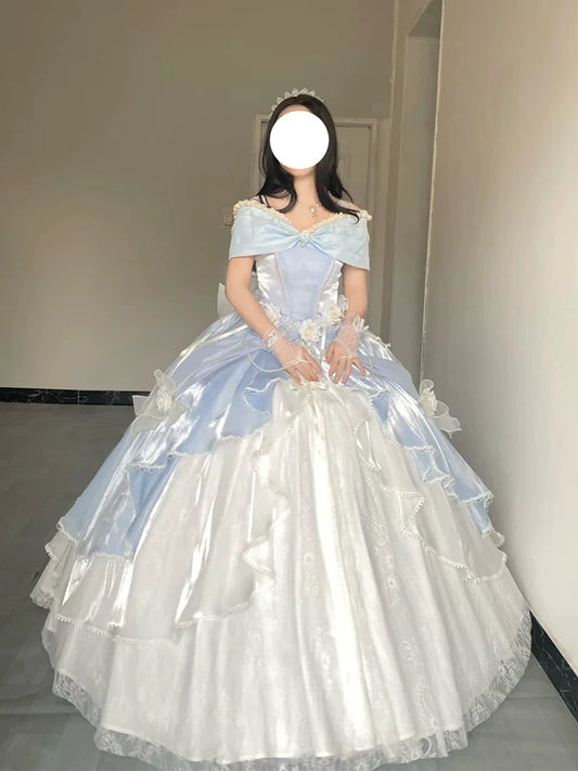 Modest Quinceanera Kleider Ballkleid Weg Von Der Schulter Blau Geburtstag Kleider Vestidos De 15 Anos Formale Partei Lange Süße 16 Kleid AU168