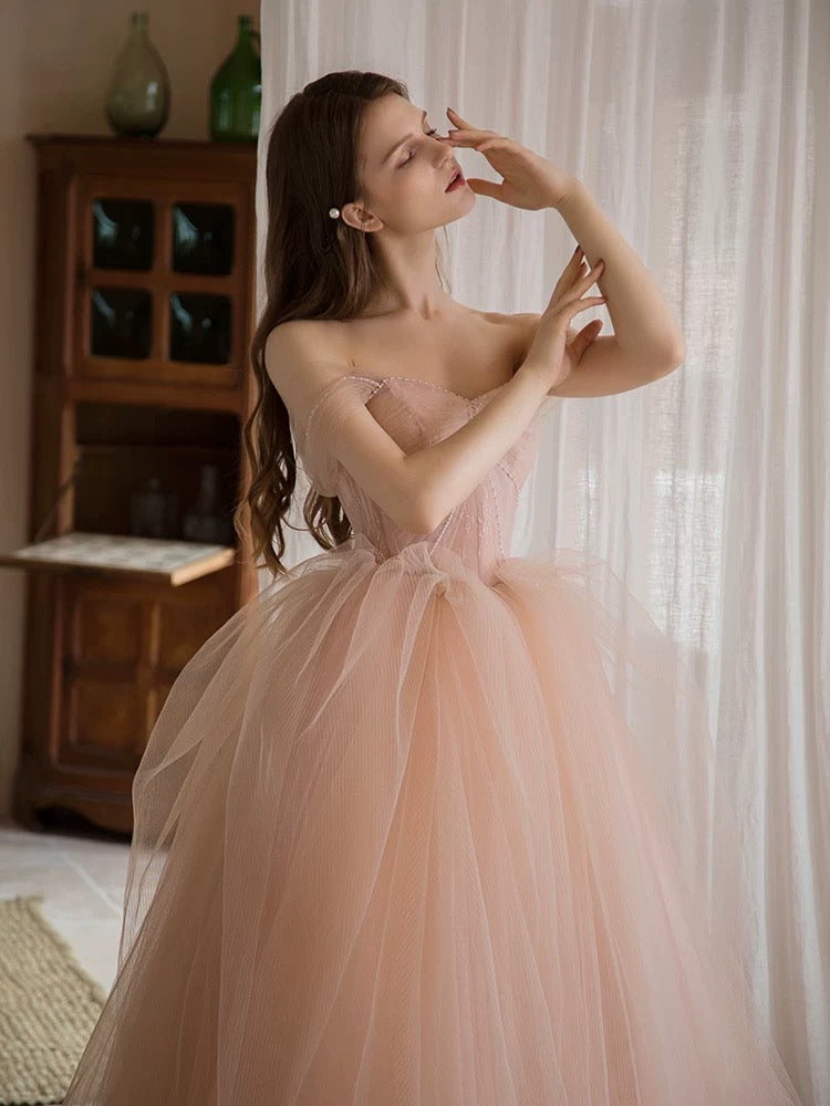 Beautiful Ball Gown Off The Shoulder Pink Lace Prom Dress Inspiration Long Party Formal Prom Dresses AU182