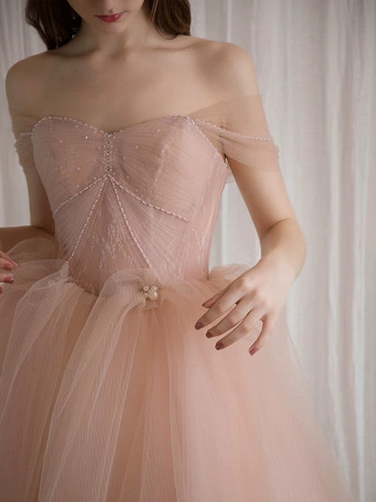 Beautiful Ball Gown Off The Shoulder Pink Lace Prom Dress Inspiration Long Party Formal Prom Dresses AU182