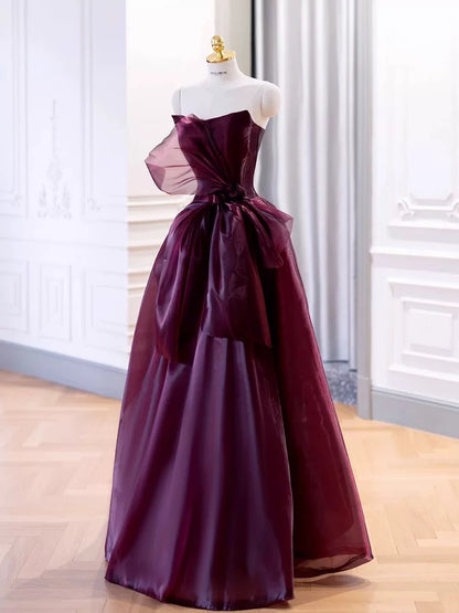 Elegant Ball Gown Strapless Sleeveless Burgundy Floor Length Prom Dress Inspiration Ideas Prom Inspo Dresses Graduation Dress AU184