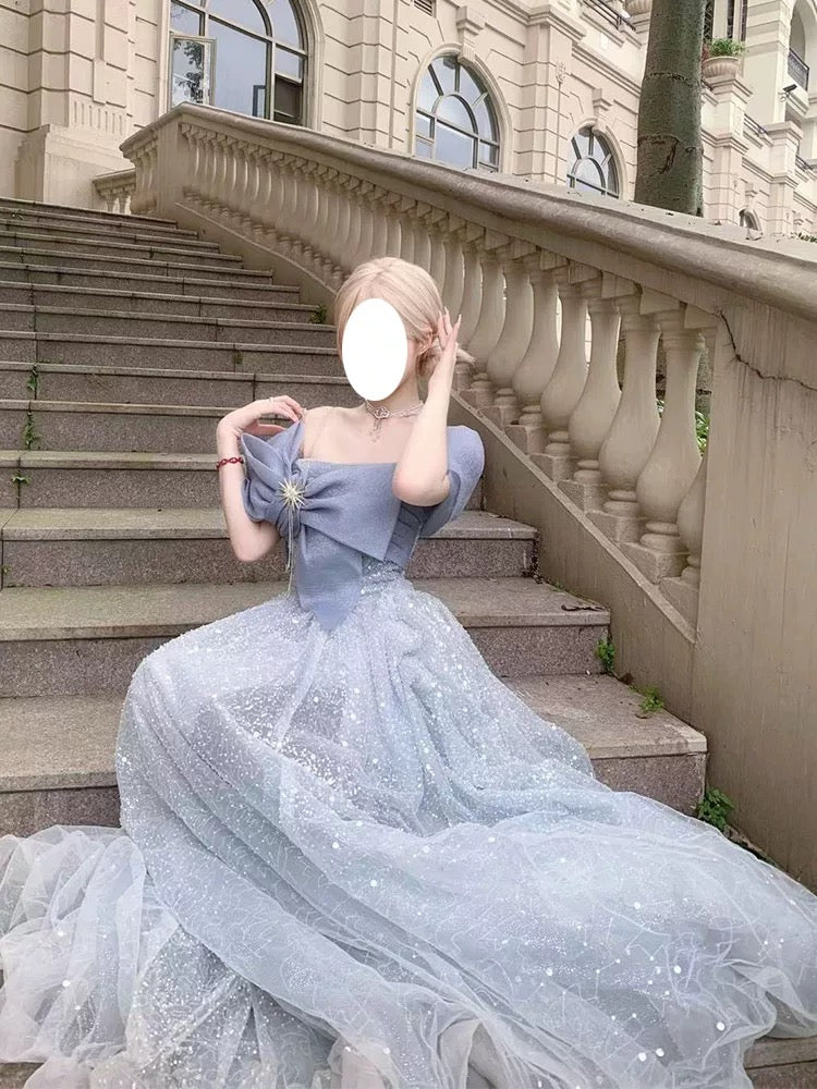 Beautiful Ball Gown Off The Shoulder Gray Sequin Prom Dress Inspiration Long Party Formal Prom Dresses AU187