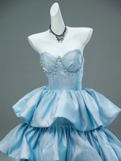 Elegant Ball Gown Sweetheart Sleeveless Blue Sequins Prom Dress Inspiration Ideas Prom Inspo Dresses Graduation Dress AU189