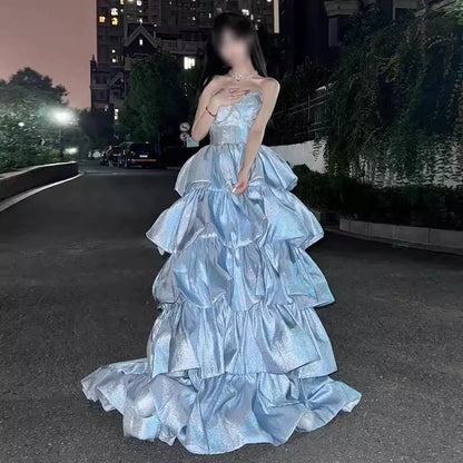 Elegant Ball Gown Sweetheart Sleeveless Blue Sequins Prom Dress Inspiration Ideas Prom Inspo Dresses Graduation Dress AU189