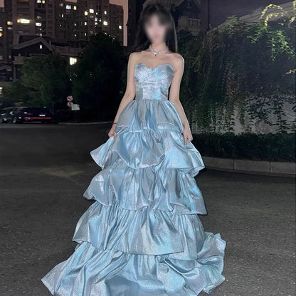 Elegant Ball Gown Sweetheart Sleeveless Blue Sequins Prom Dress Inspiration Ideas Prom Inspo Dresses Graduation Dress AU189