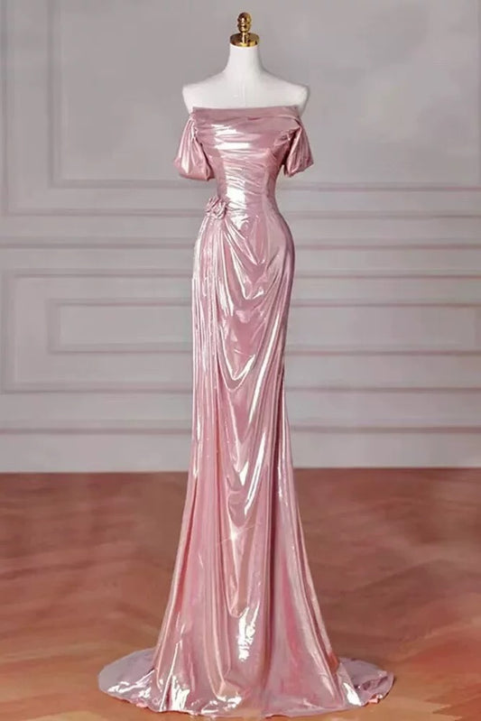 Sexy Mermaid Off The Shoulder Pink Sequin Prom Dress Inspiration Long Party Formal Prom Dresses AU193