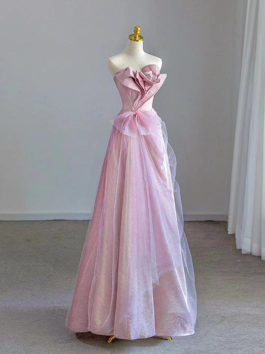Pretty A line Sweetheart Pink With Ruffled Prom Dresses Long Evening Party Formal Outfits RB6623