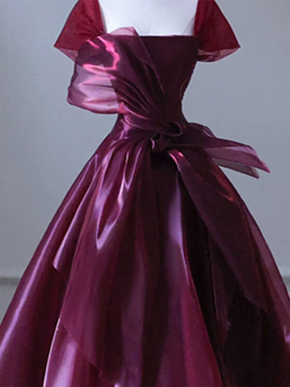 Sexy Ball Gown Square Neck Burgundy Organza Prom Dress Inspiration Long Party Formal Prom Dresses AU198