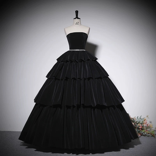 Black Quinceanera Dresses Ball Gown Strapless Velvet Birthday Prom Gowns Vestidos De 15 Anos Formal Party Long Sweet 16 Dress AU221