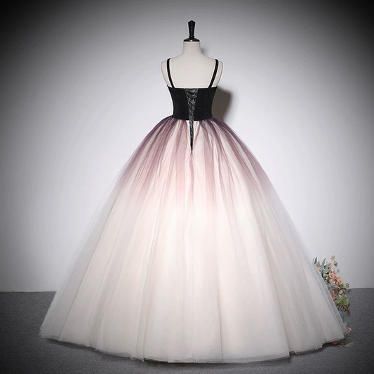 Schwarze Quinceanera Kleider Ballkleid Spaghetti-Trägern Tüll Ballkleider Vestidos De 15 Anos Formale Party Langes Sweet 16 Kleid AU226