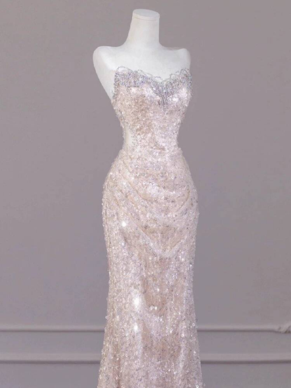 Modest Mermaid Sweetheart Sequin Long Prom Dresses Party Dress 21st Birthday Outfits Graduation Dress AU241