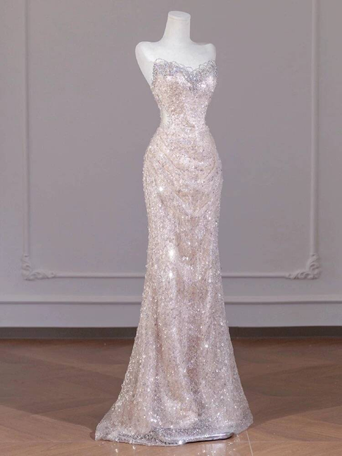 Modest Mermaid Sweetheart Sequin Long Prom Dresses Party Dress 21st Birthday Outfits Graduation Dress AU241